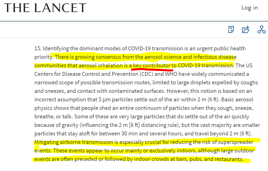 Lancet: aerosol inhalation is a key contributor
