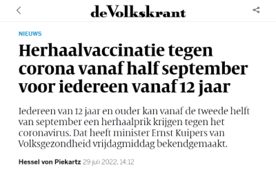 Still pricking for people over 12: Kuipers accepts responsibility for any vaccine damage