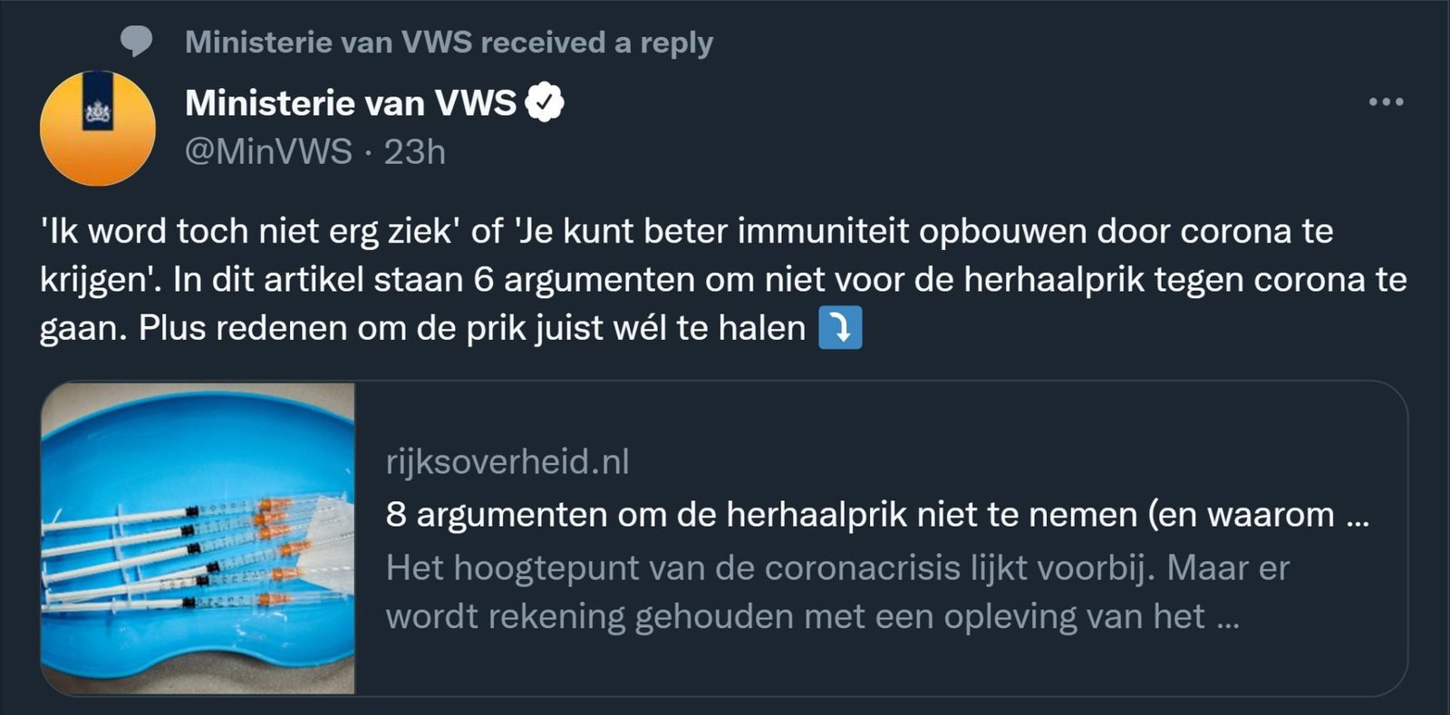 Disinformation from VWS: 8 arguments for not taking the repeat shot